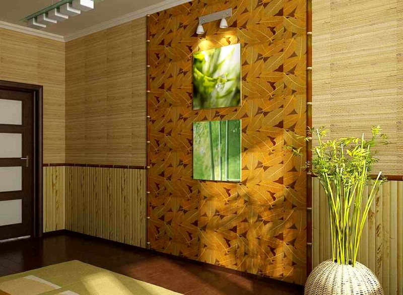 Оформление комнаты бамбуковыми обоями